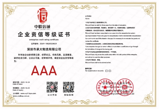 企业资信等级证书
